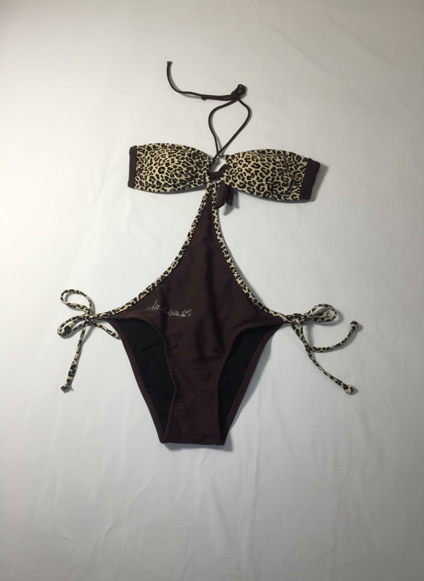 Maillot deux pièces en marron foncé.