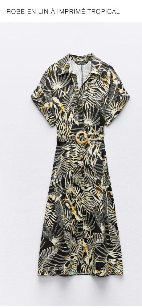 Robe en lin zara à imprimé tropical