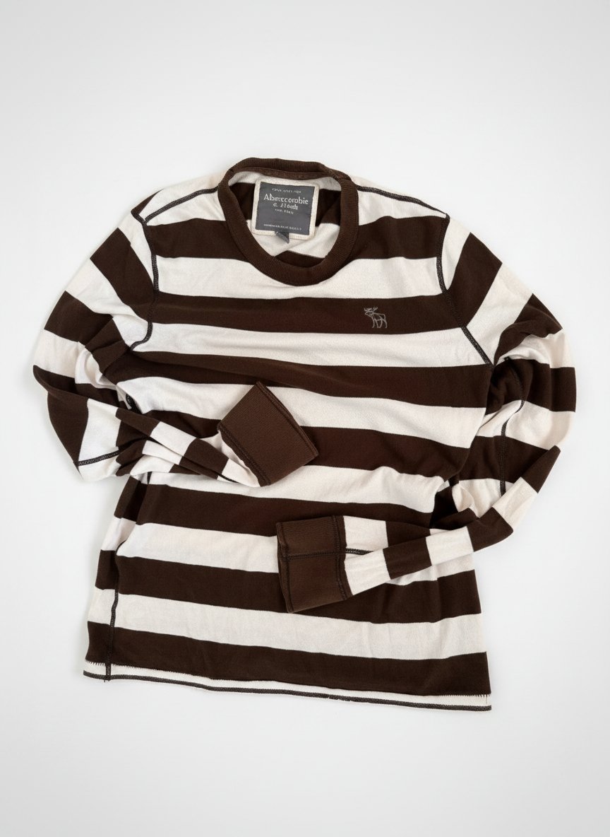 Pull rayé marron et blanc Abercrombie & Fitch