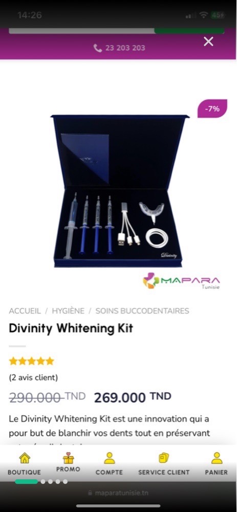 Pack de blanchiment dentaire Divinity jamais utilisé
