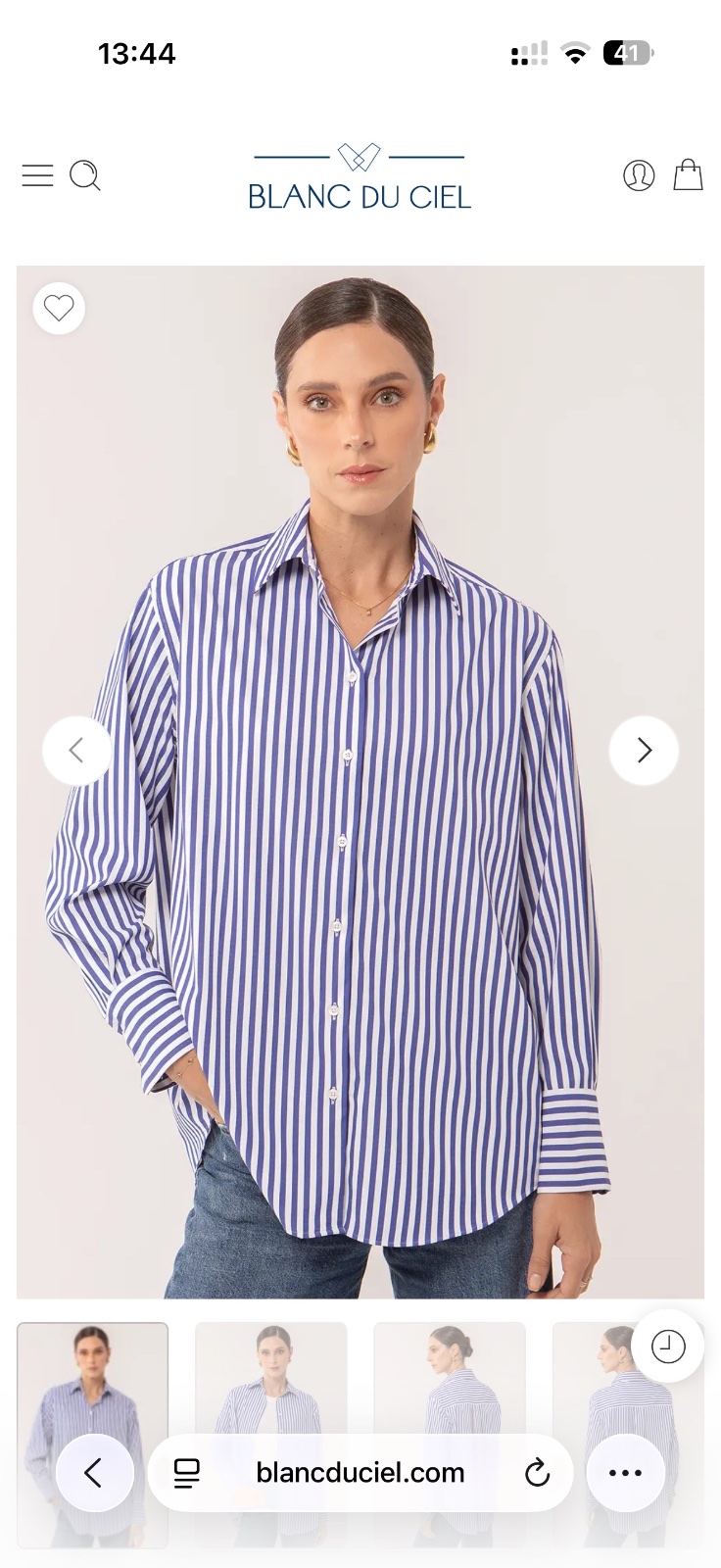 Chemise rayé  bleu marine et blanc modèle la flâneuse taille M