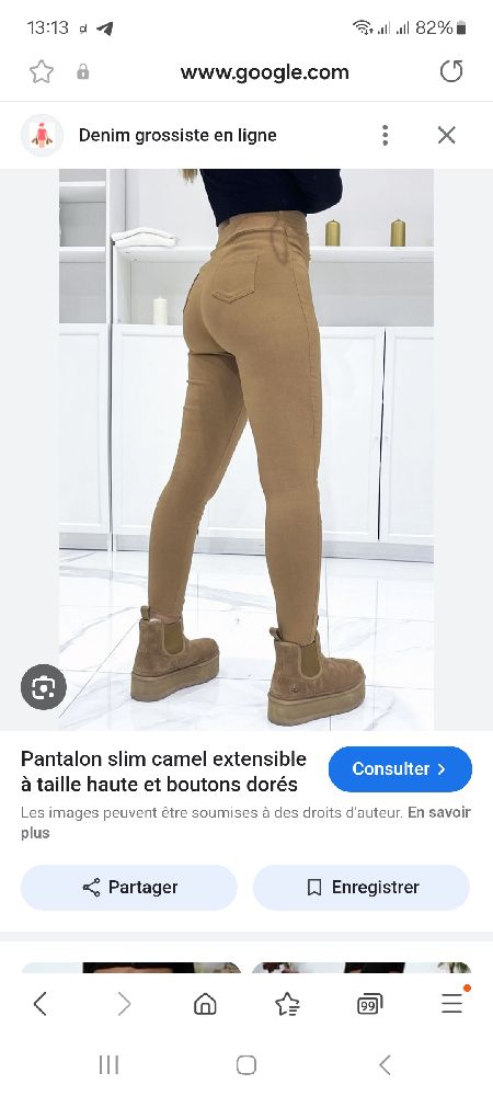 pantalon taille haute effet push up