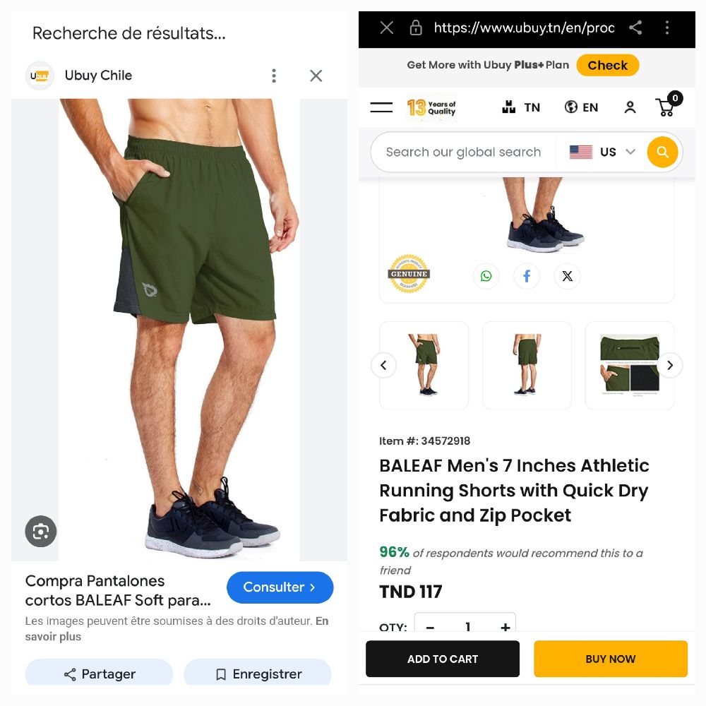 Short vert militaire  Baleaf