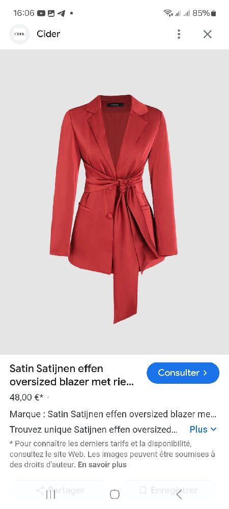 blazer satin cider neuf 
