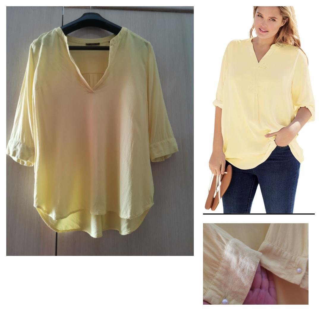 Promo❤️ Blouse en coton Manches Trois-quarts bouton de manchettes Perles  tout neuf 