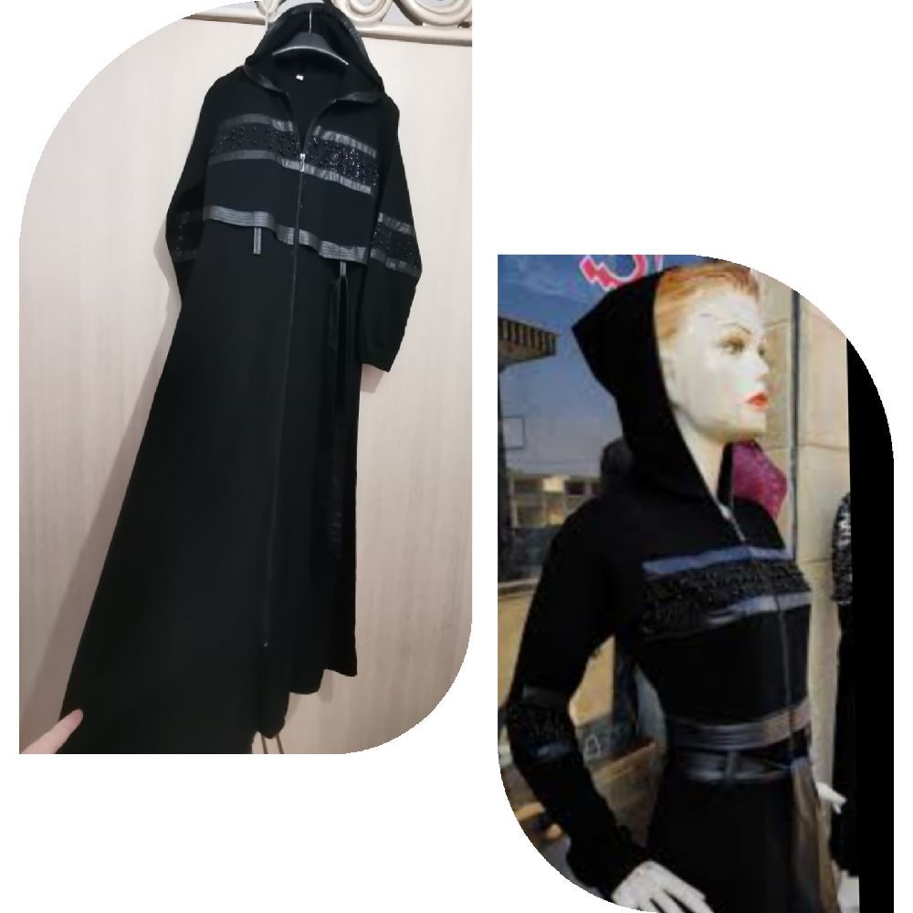  Abaya ceinturé à capuche et fermeture éclair stylé ، sport chic، neuf