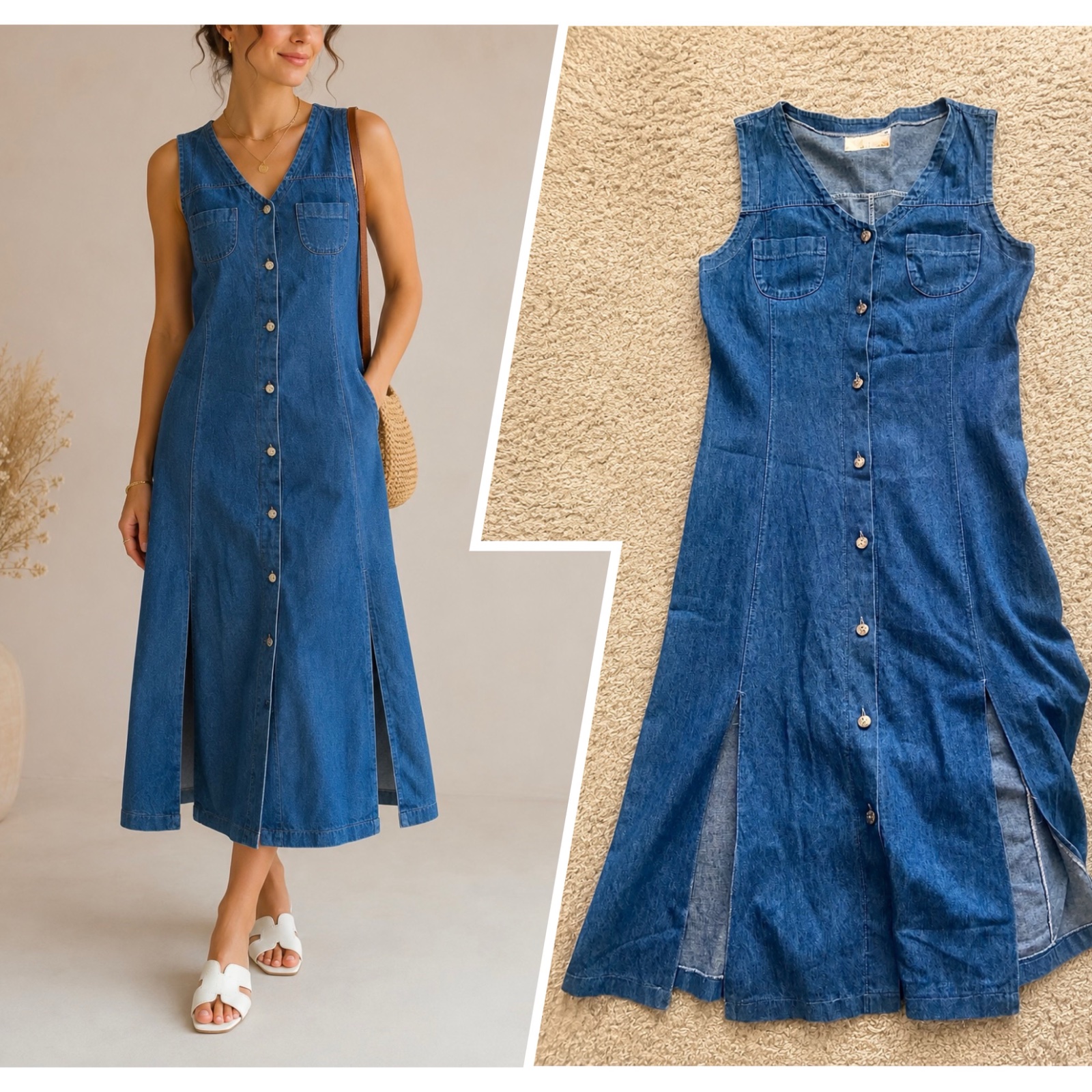 Robe denim sans manches 💙