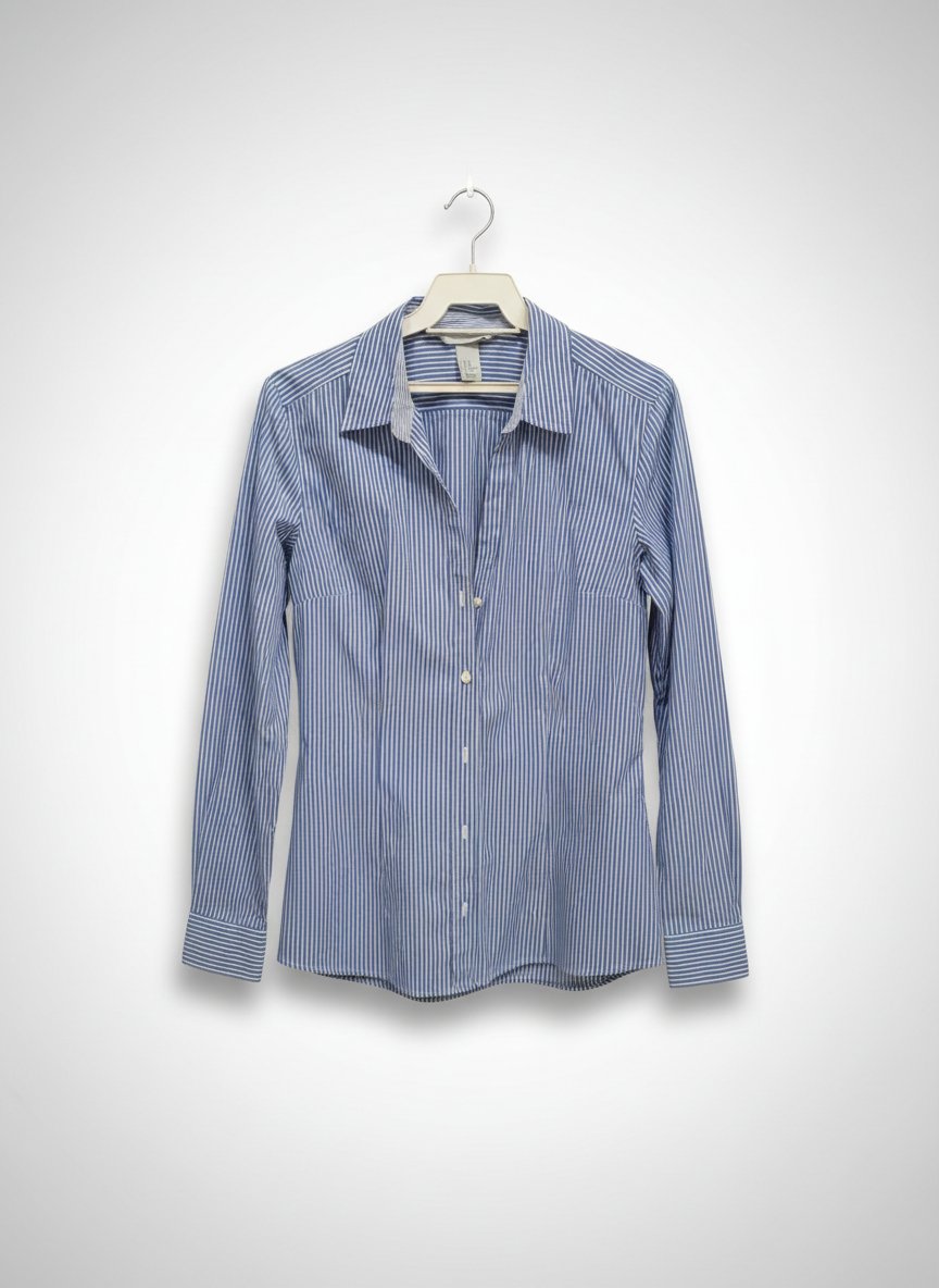 Chemise bleue foncee à rayures blanches