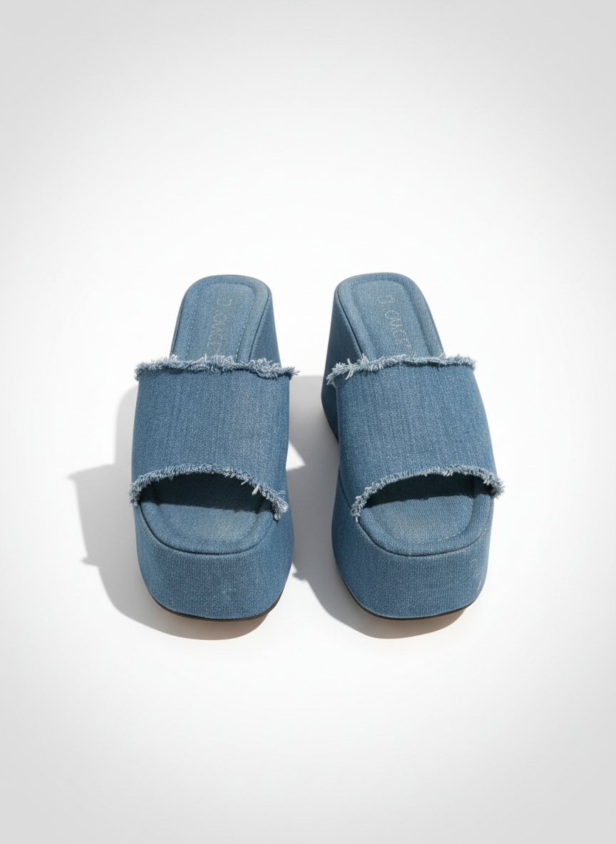 Mules compensées en Jean Rosace 