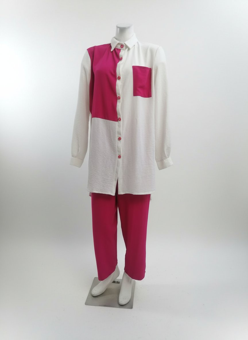 Ensemble femme sayefi rose fushia et blanc