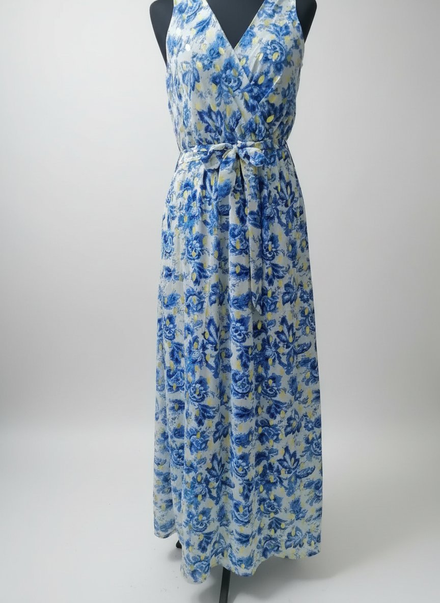 Jolie robe soirée importé de France imprimé avec une touche doré taille M/L