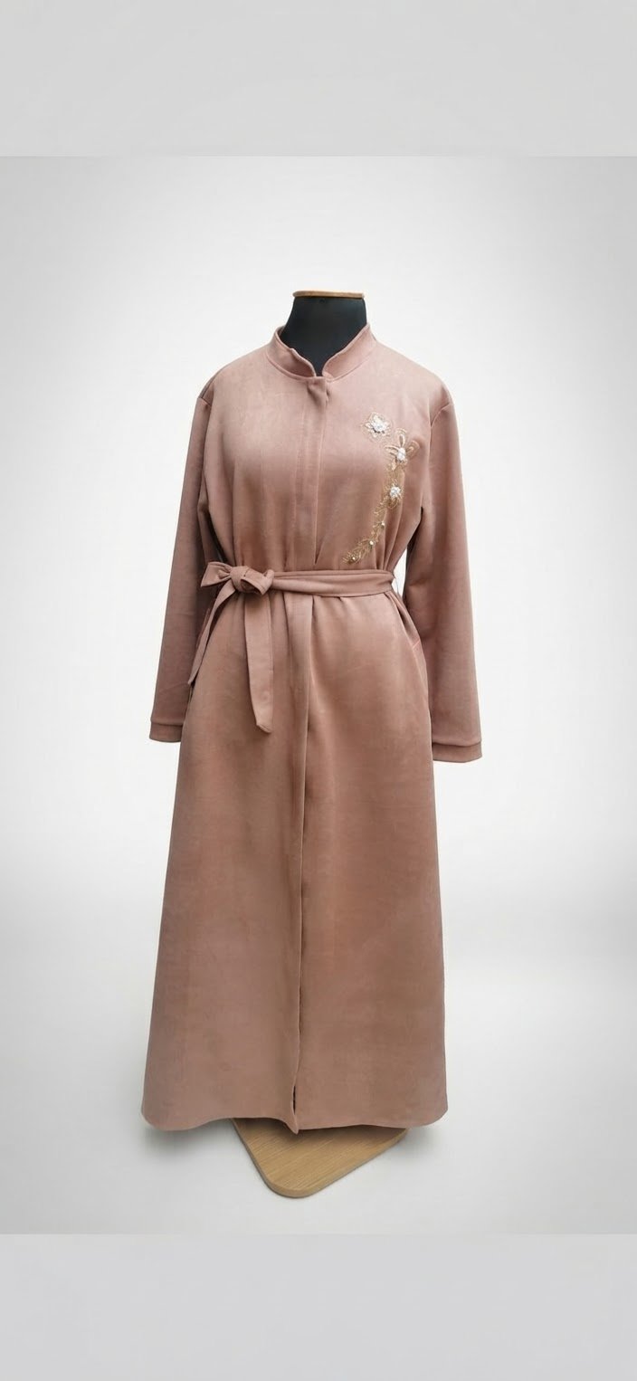 Robe manteau faux dain jdida
