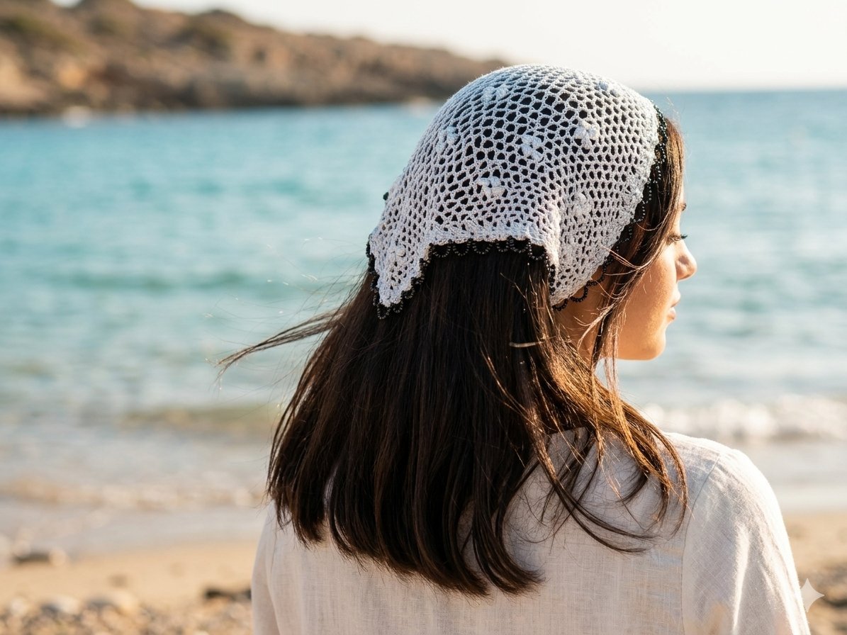 Accessoire de cheveux en crochet avec un fil brillant et des jolie strass 