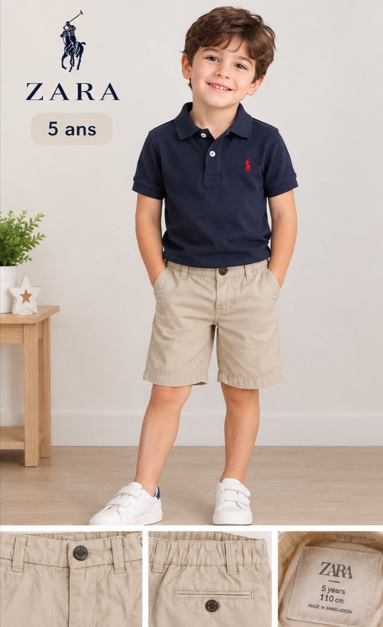 Short beige Zara pour garçon, taille 5 ans / 110 cm.