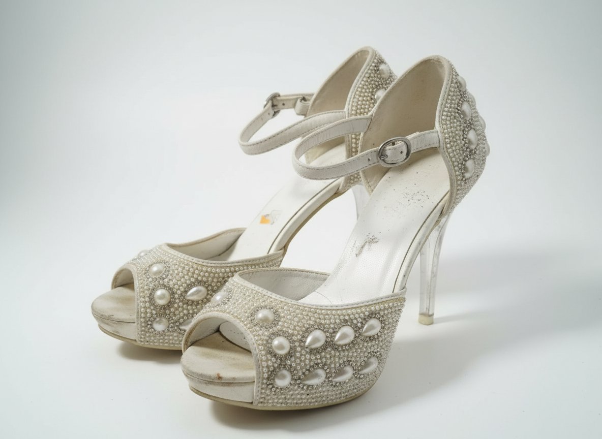 Talon blanc en strass blanc et argent 