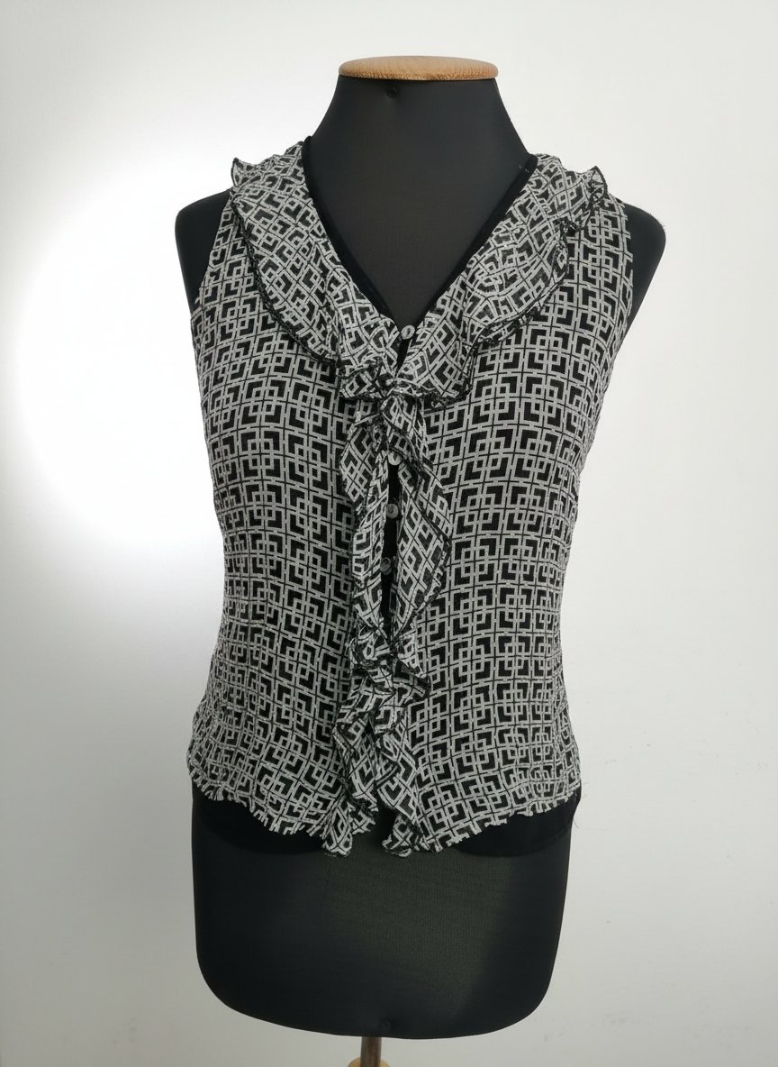 Chemisier en mousseline noir et blanc taille S