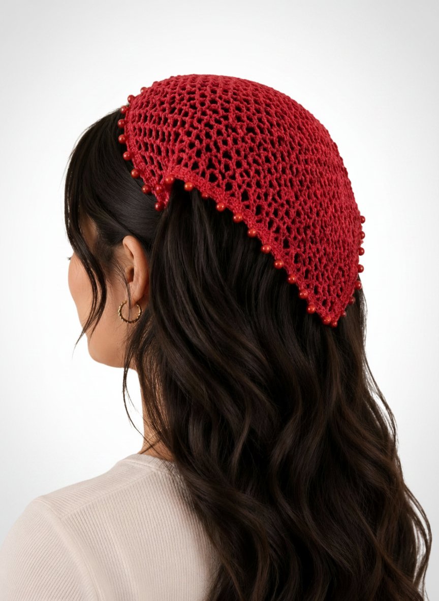 Bandana crochet handmade tendance de cet été rouge vif