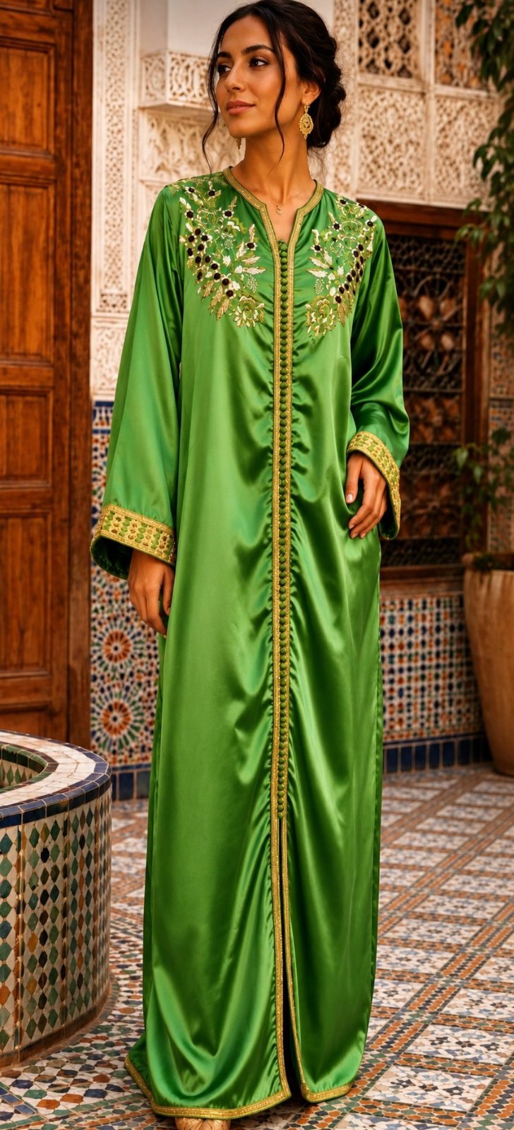 Magnifique caftan marocain brodé a la main importé de Maroc 