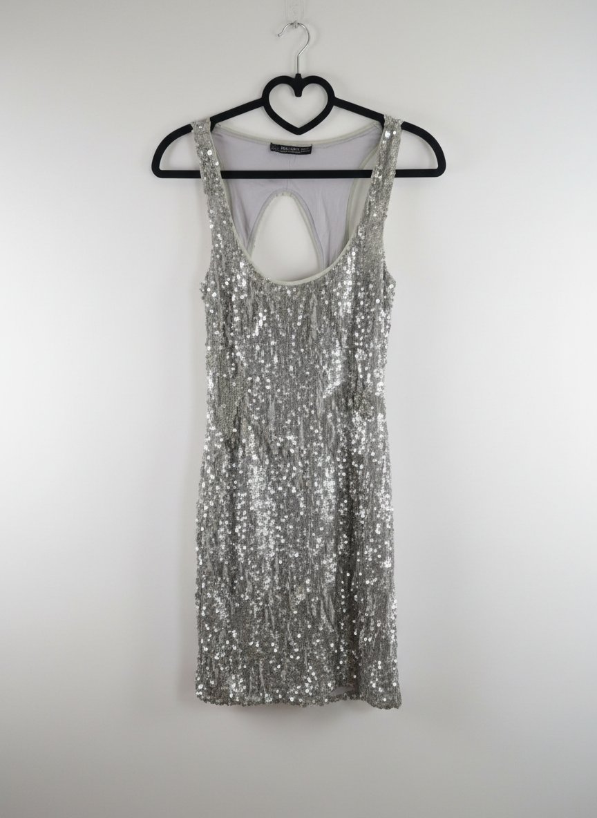 Robe courte à sequins et dos ouvert 