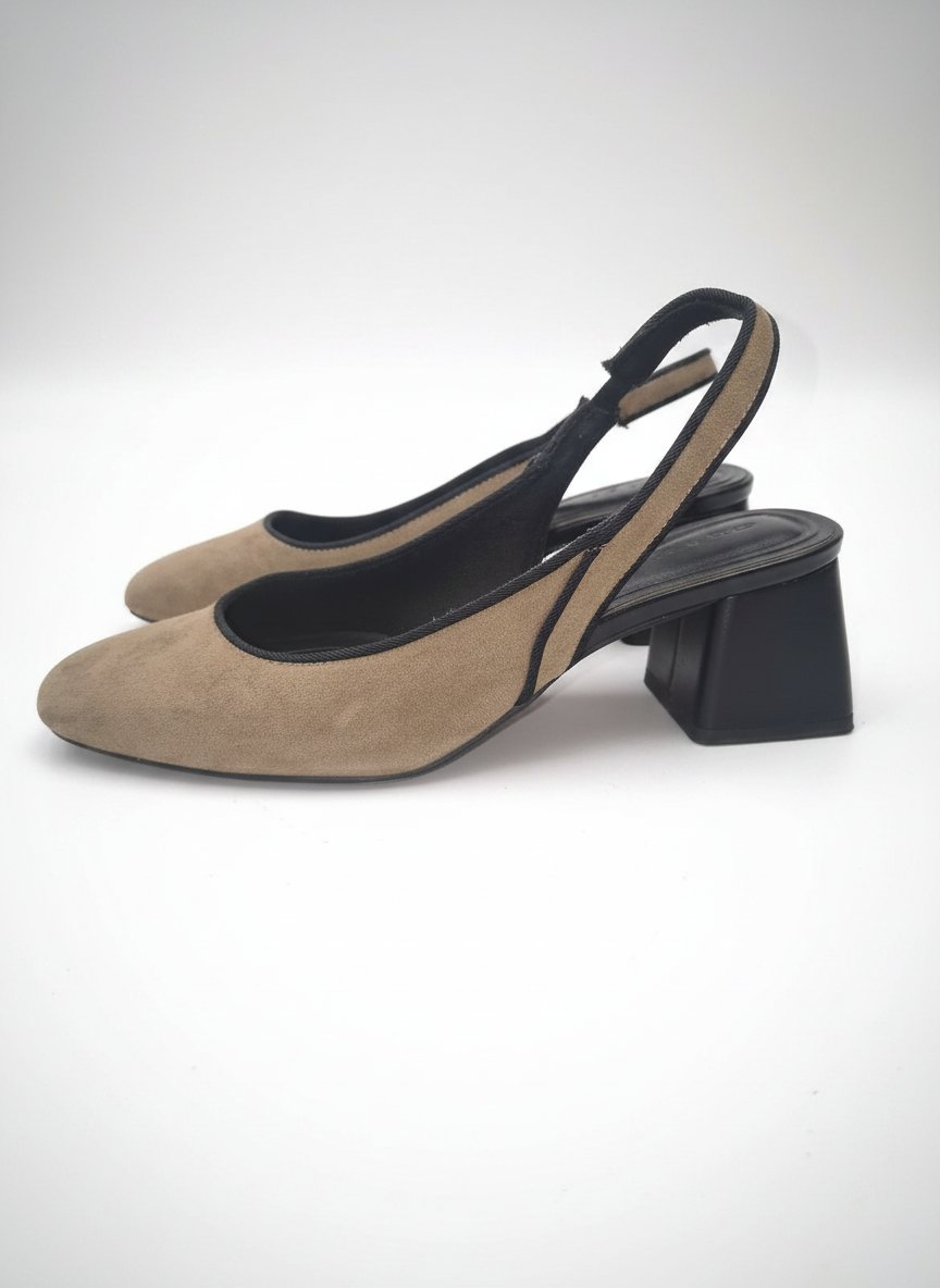 Ballerines slingback en nubuck taupe