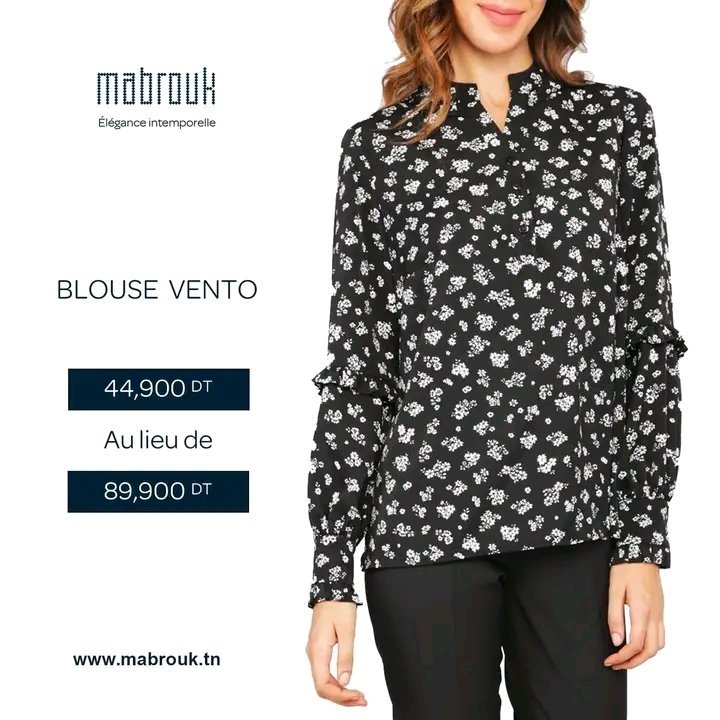 Blouse chemise manche ample de la marque mabrouk 🖤🤍 style ample tlabes M