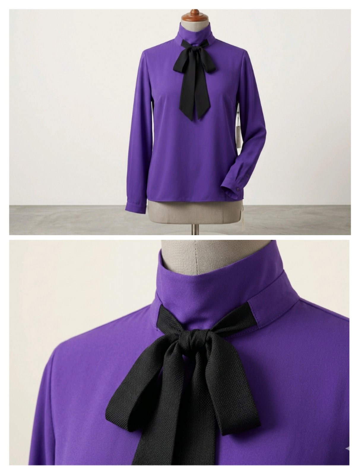 Chemise femme en foulard avec ruban 🎀🎀 style élégant 💜💜
