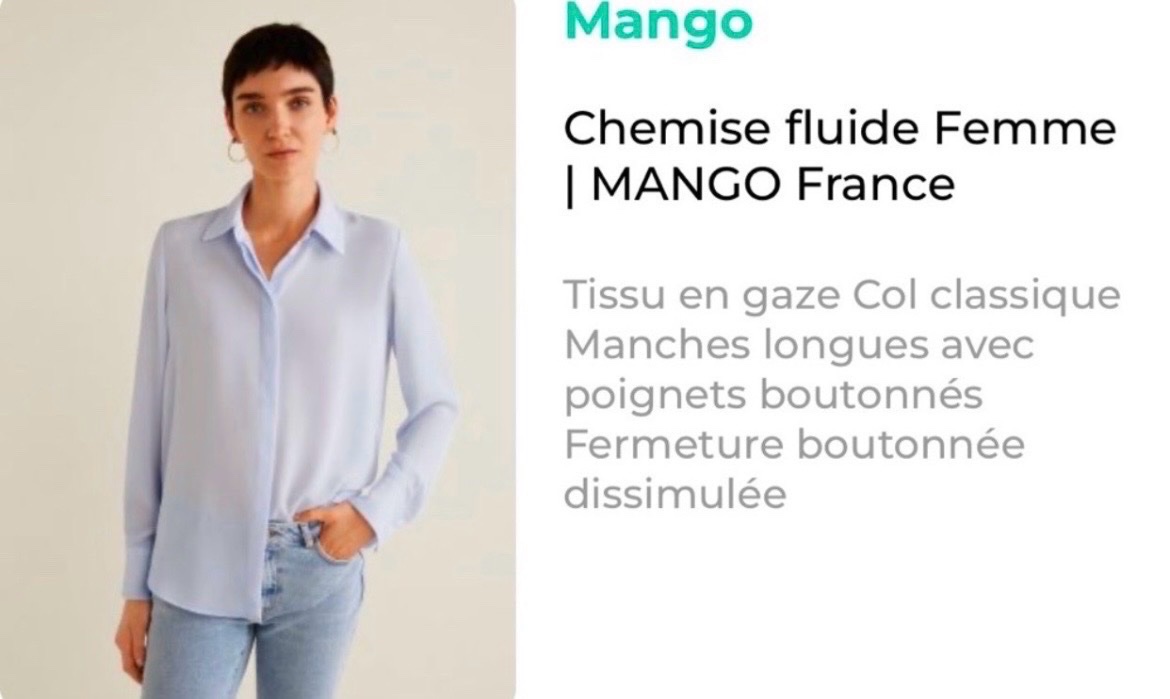 Chemise MANGO bleu ciel