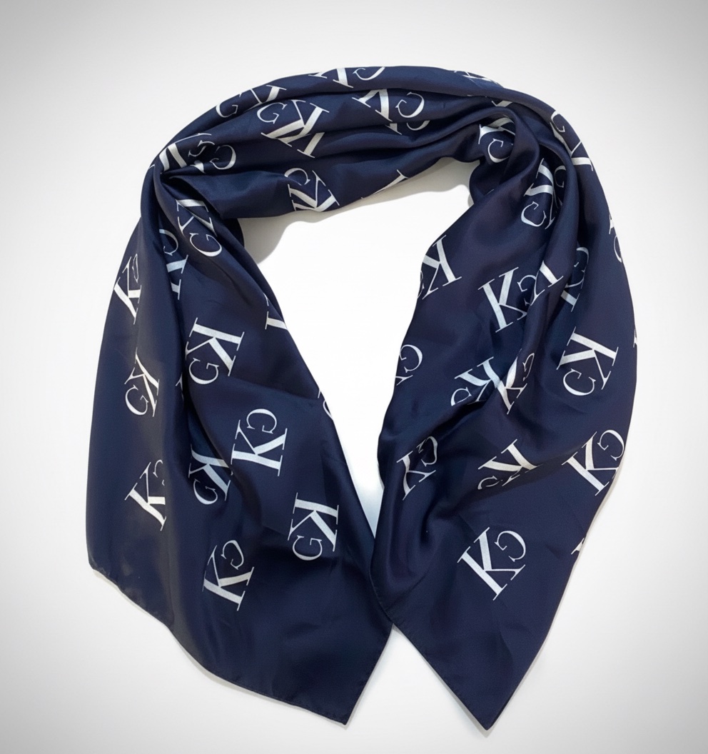 Foulard  bleu marine et blanc à logo Calvin Klein Neuf authentique 
