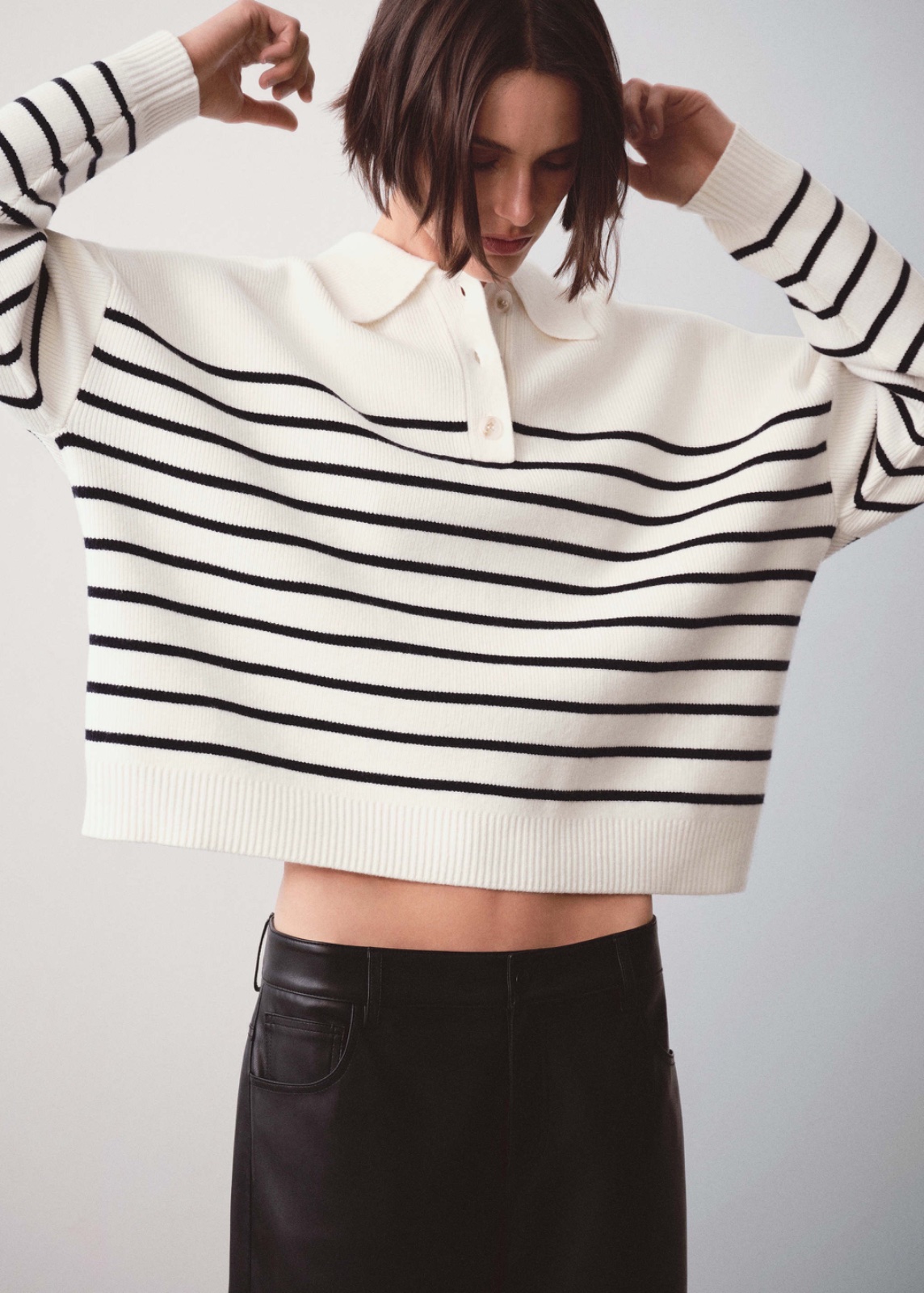 Pull-over en maille à col polo boutonné de la marque Mango taille L