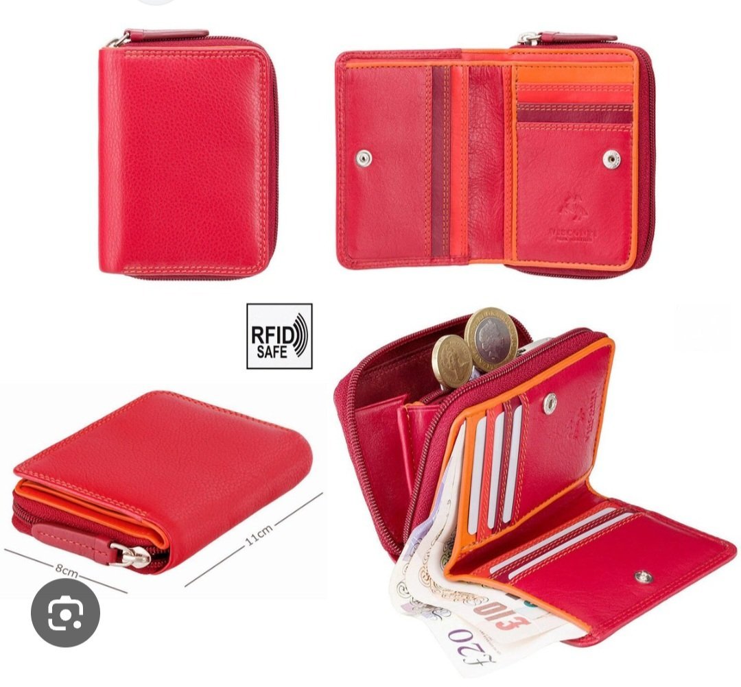 Porte feuilles vrai cuir importé rouge original