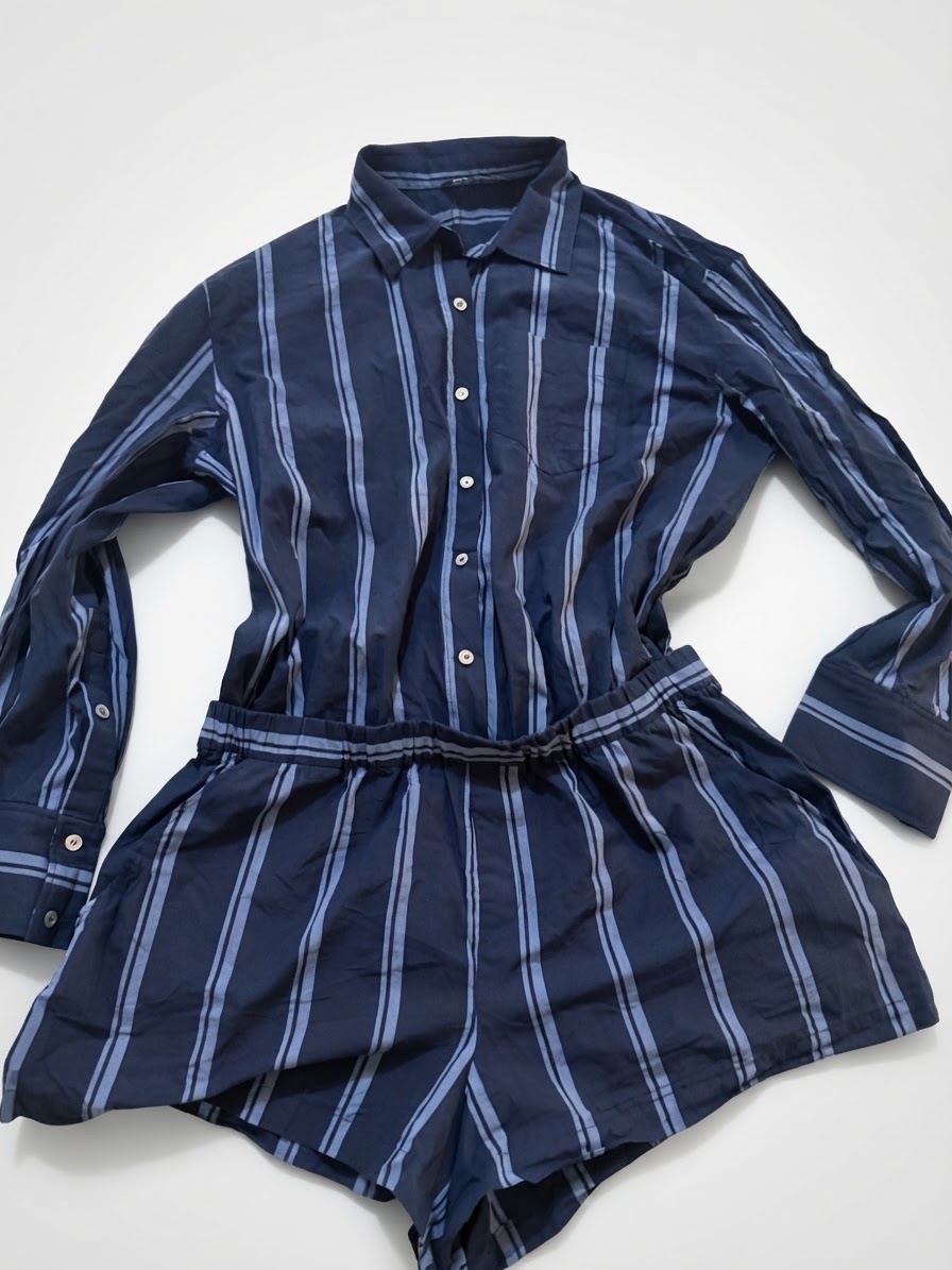 Combishort chemise rayée