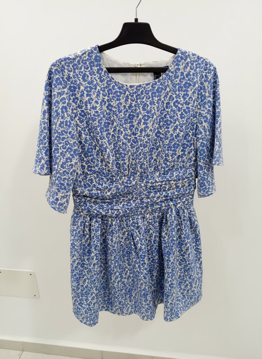 Robe fleurie bleu et blanc