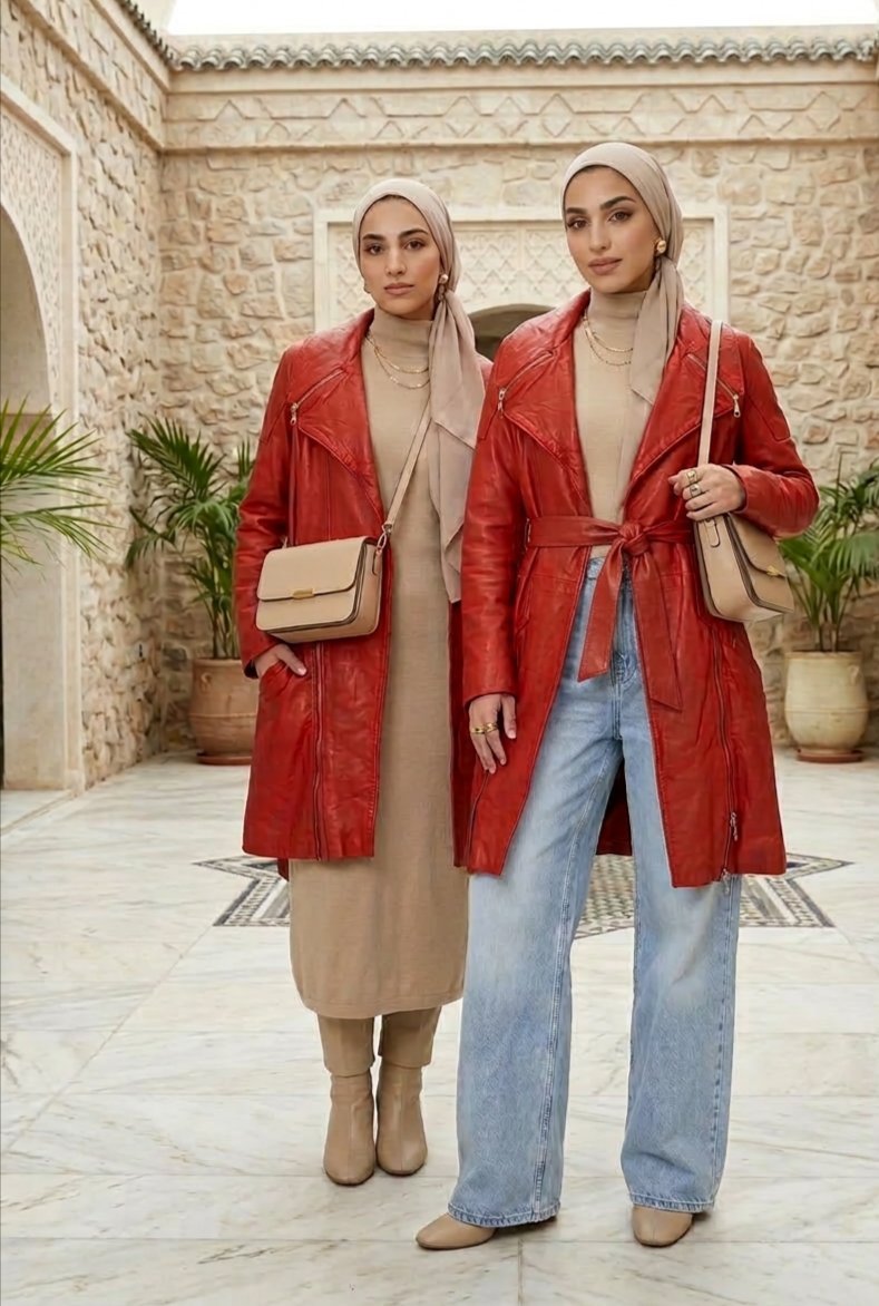 Manteau rouge similicuir (Skaï) 🇮🇹