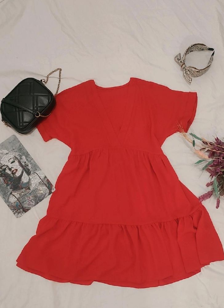 Mini robe d'été chic à manches courtes, ourlet ample ❤️