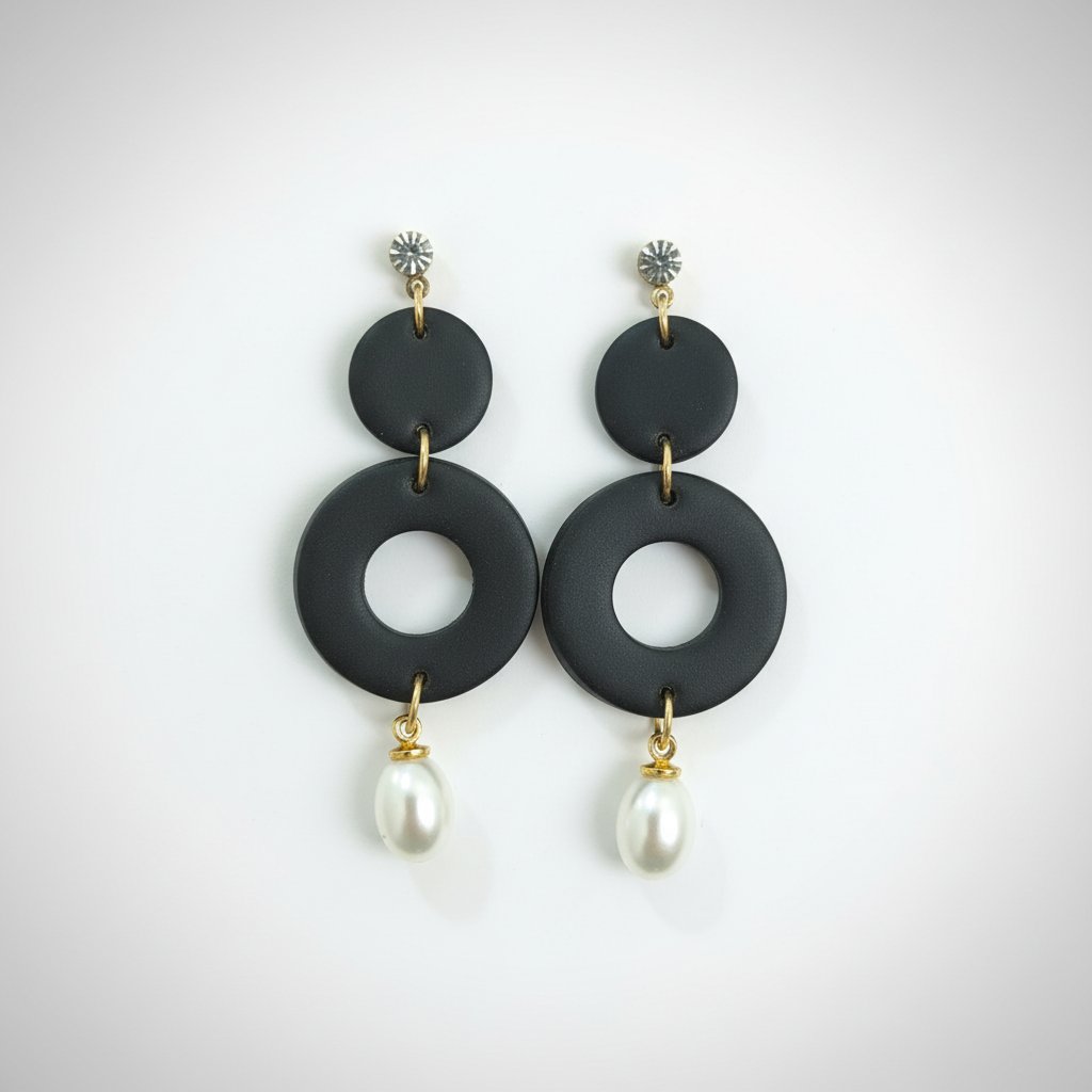 Boucle d'oreille noir handmade (touche artisanale)