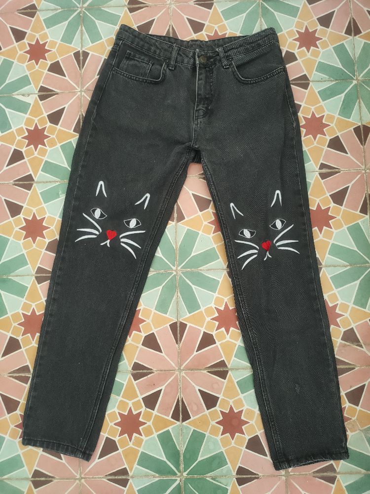 Pantalon jeans taille haute 
