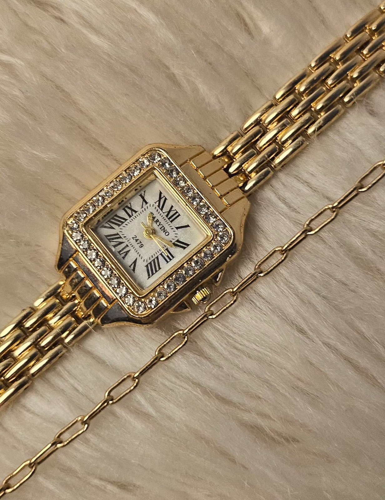 Pack Montre dorée avec son bracelet fin assorti (anti-oxydables) 🥂✨️💎