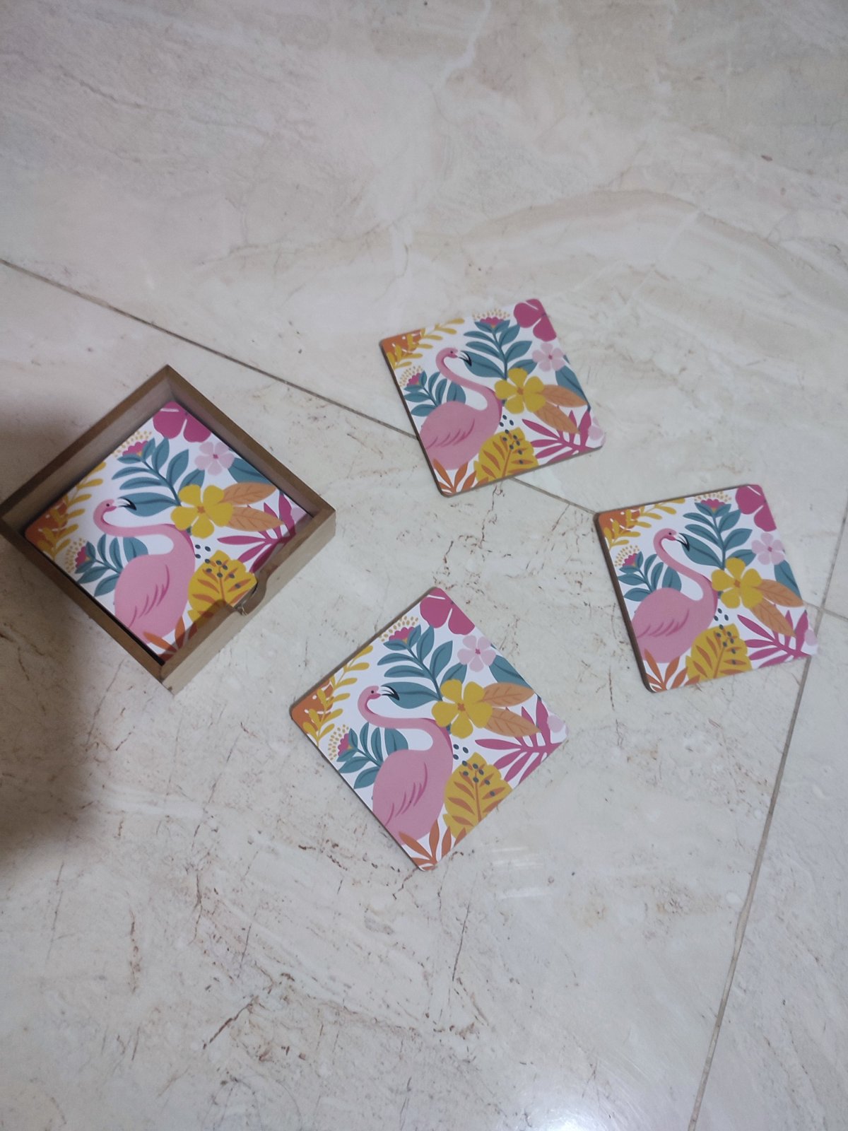 Lot de six sous verre à imprimé tropical 🍹