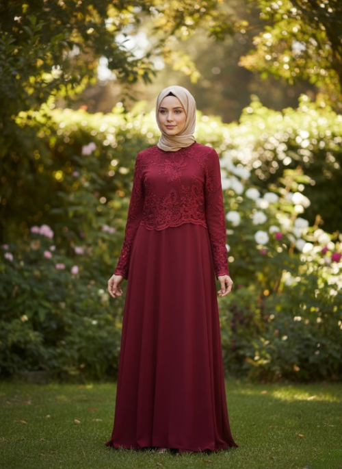 Robe élégante bordeaux – occasions spéciales