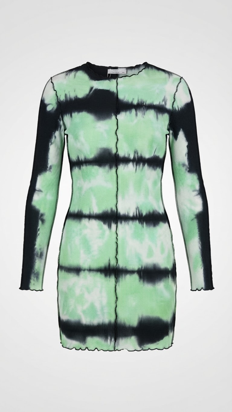 Robe moulante Bershka Tie & Dye vert et noir – Taille S