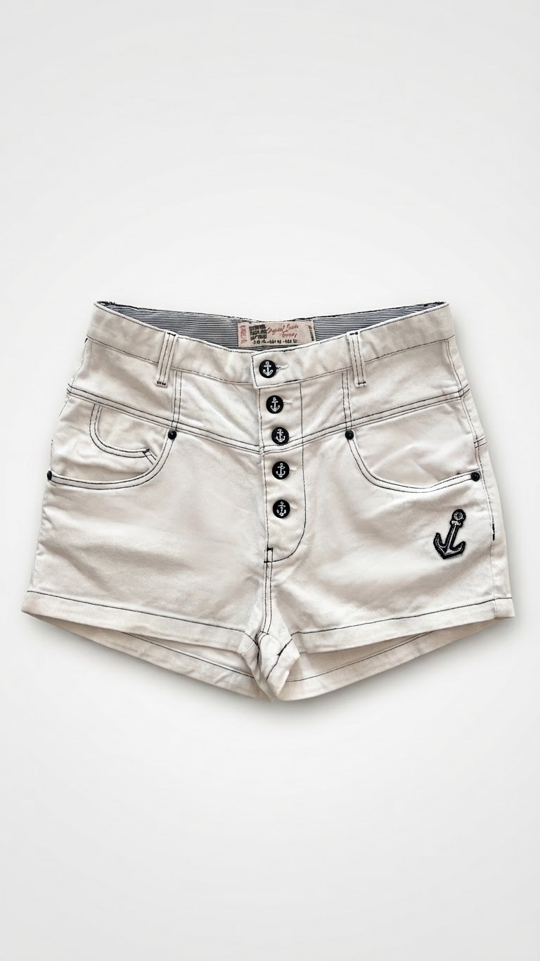 Short jean blanc taille haute TRF Denim Rules by Zara - Taille 36