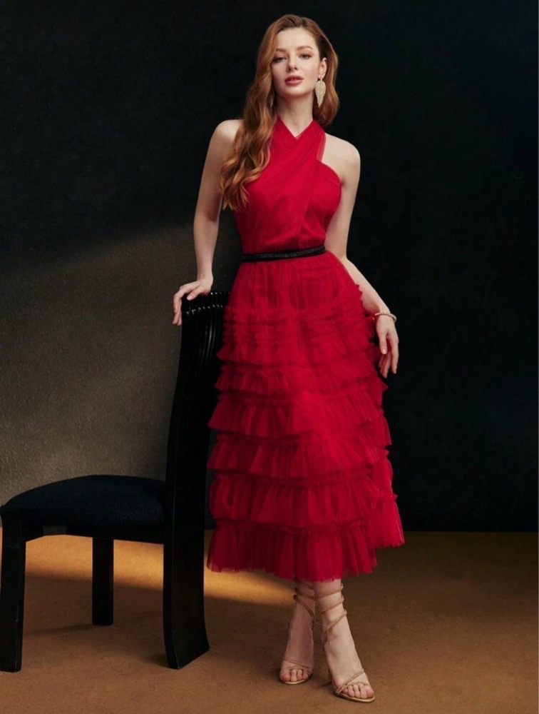  RUFFLE RED DRESS