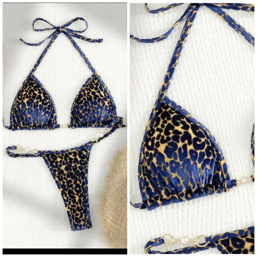 Bikini en velours léopard
