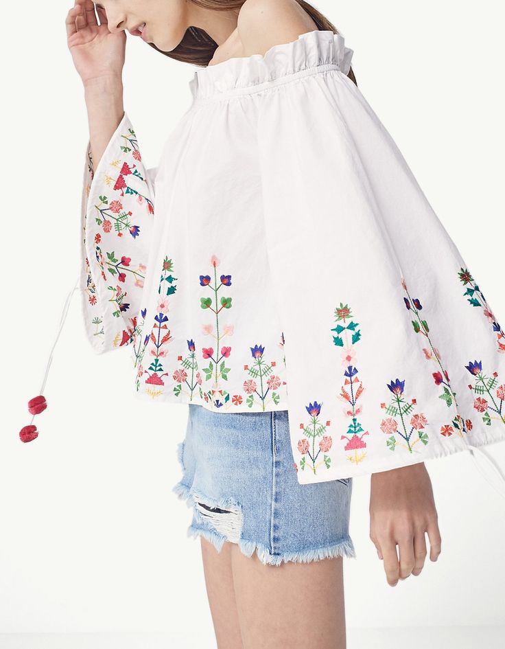 The white off shoulder stradivarius shirt