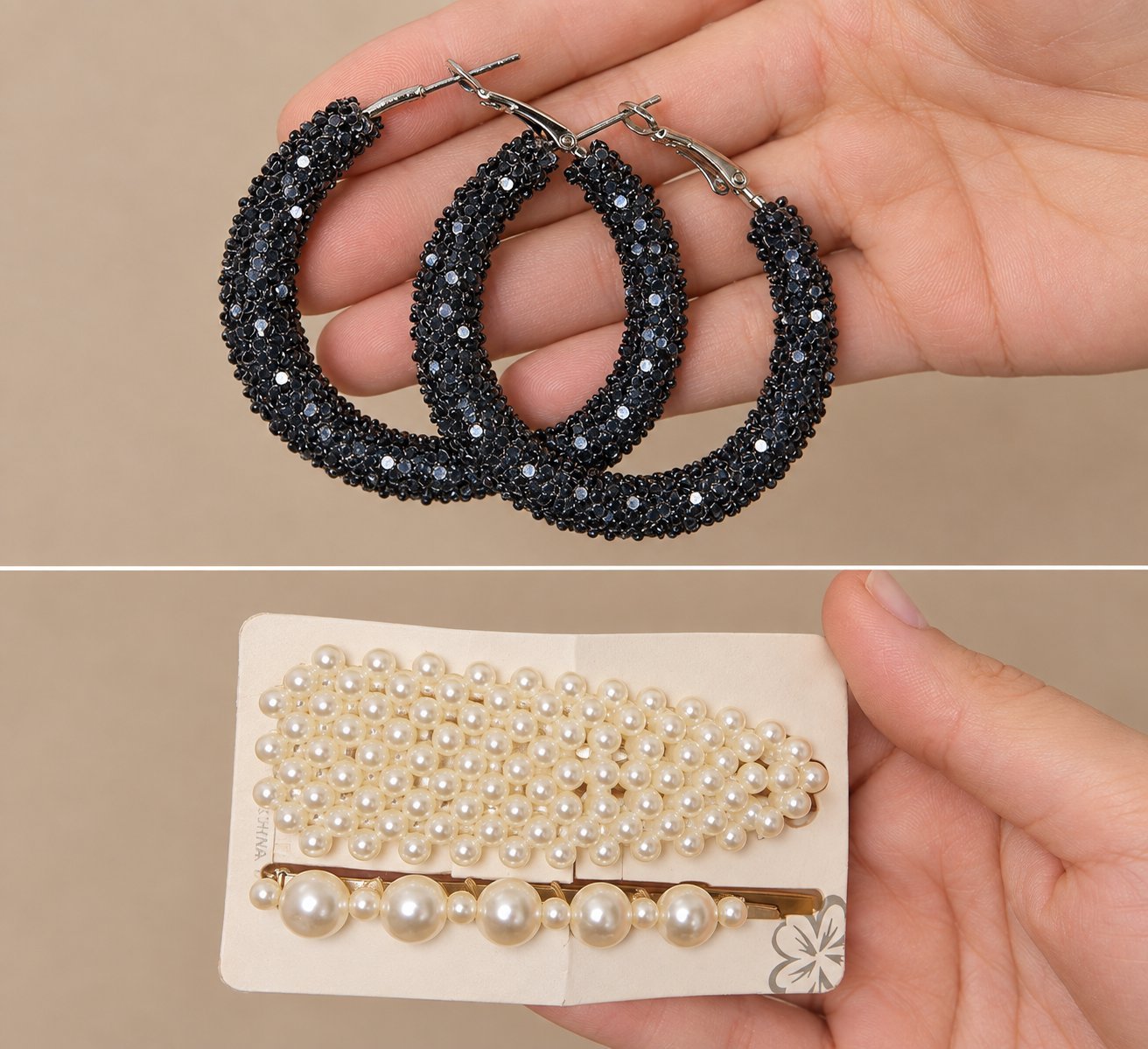 Boucle d'oreille et deux piences de Cheveux