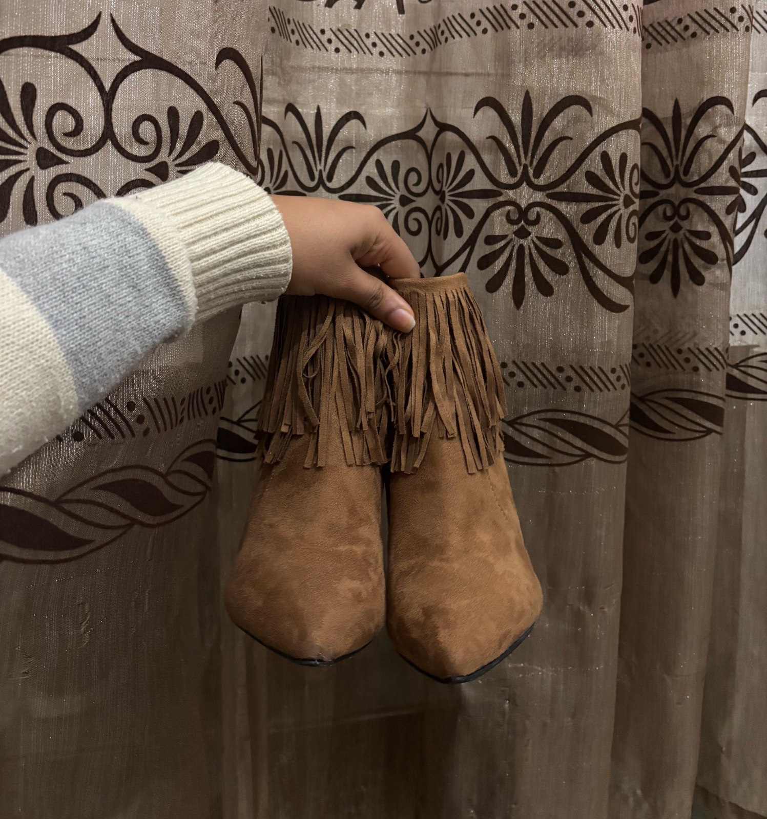 Botte daim marron camel tres confortable comme tallon 