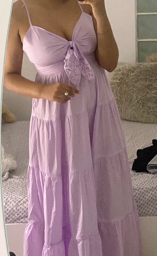 Robe longue lilas