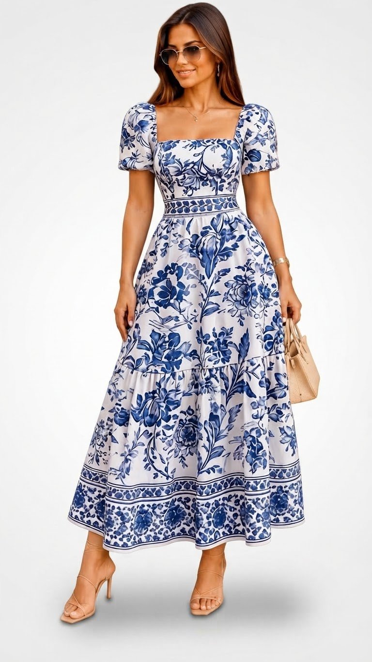Robe bleu et blanc 