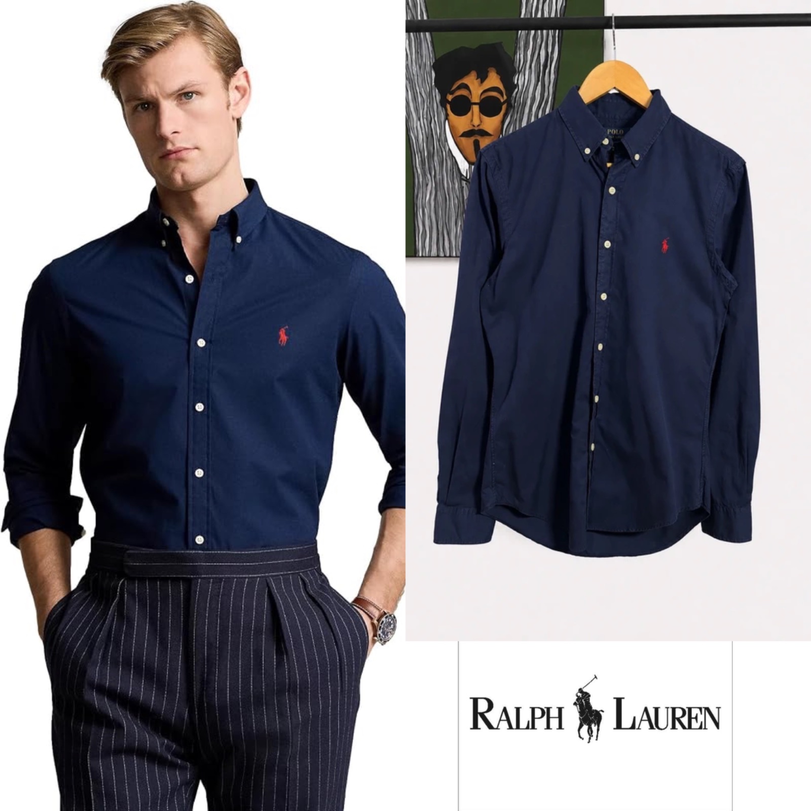 Chemise polo ralph lauren bleue marine 