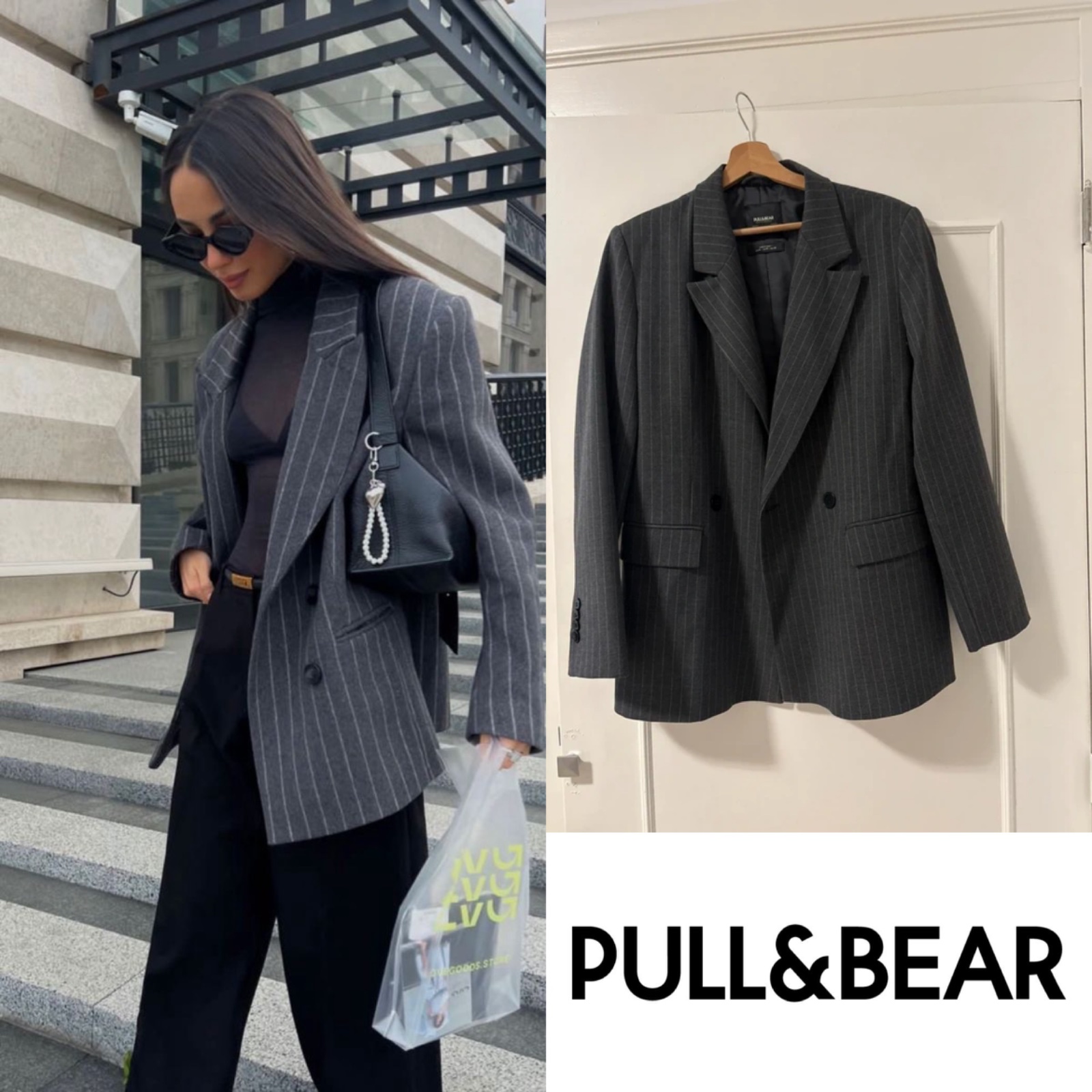 Blazer gris avec rayures pullandbear 